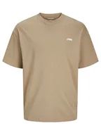 Koszulki męskie - Jack & Jones Koszulka w kolorze beżowym - miniaturka - grafika 1