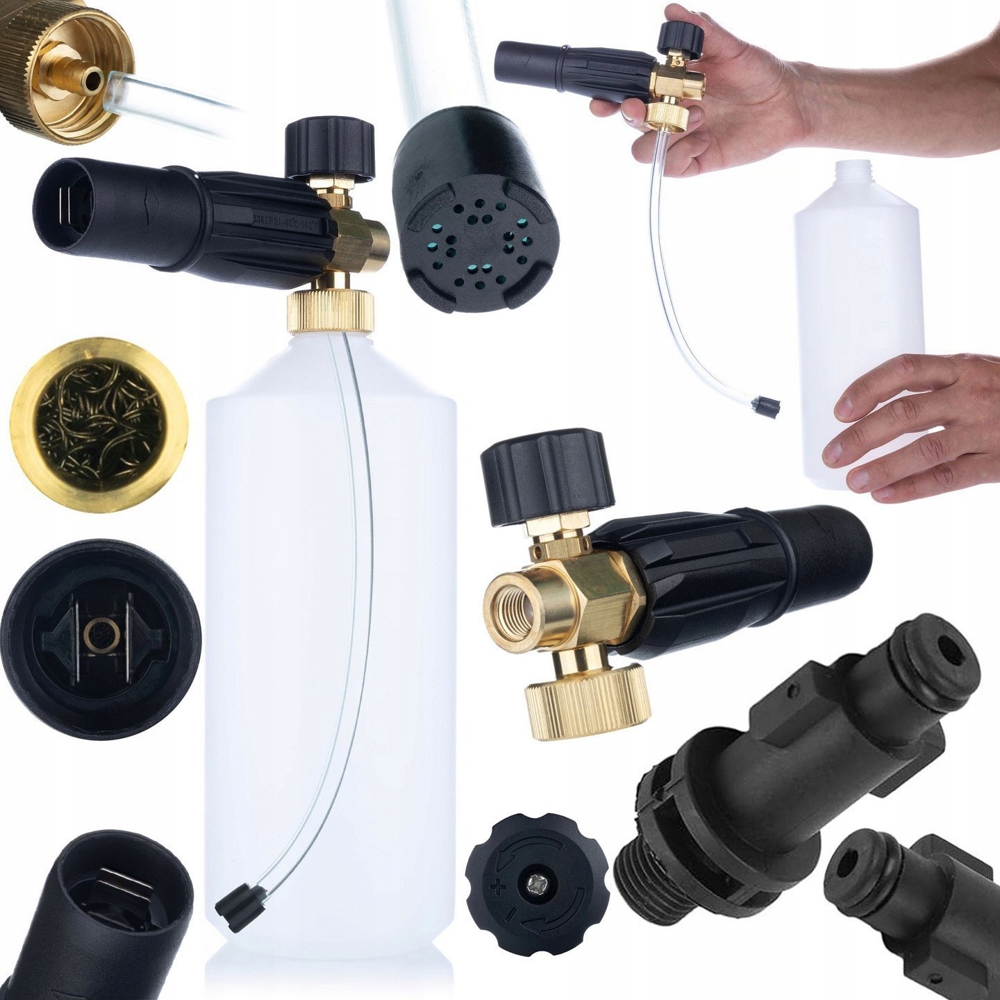 Rosfix Rosfix Pianownica S0401 1000ml do myjki ciśnieniowej G1/4F, dysza 1,23mm + Adapter / przejściówka do myjki ciśnieniowej Bosch - stary typ na G1/4