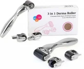Derma rollery - Zestaw derma roller ciała twarz oczy dermaroller 3w1 stal srebrny 3 sztuki - miniaturka - grafika 1
