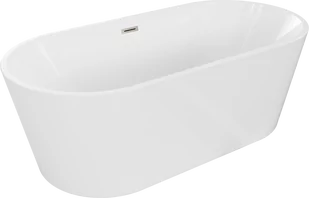 Mexen Luna wanna wolnostojąca 150 x 75 cm, biała, przelew nikiel szczotkowany - 52031507500-97 - Wanny - miniaturka - grafika 1