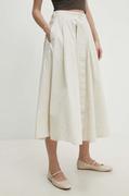 Spódnice - Answear Lab spódnica bawełniana kolor beżowy midi rozkloszowana - miniaturka - grafika 1