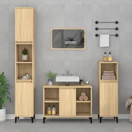 Meble łazienkowe - vidaXL 3-częściowy zestaw mebli łazienkowych, kolor dąb sonoma - miniaturka - grafika 1