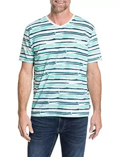 Koszulki męskie - Pioneer Męski T-shirt z dekoltem w serek, Lagoon w paski, XXL, Lagoon paski, XXL - grafika 1