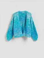 Swetry damskie - Reserved - Wzorzysty kardigan - turkusowy - miniaturka - grafika 1