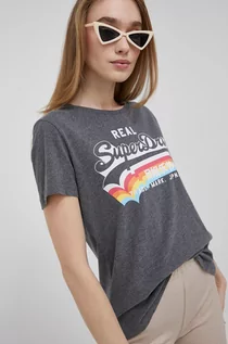 Koszulki i topy damskie - Superdry t-shirt damski kolor szary - grafika 1