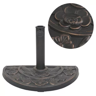 vidaXL Podstawa pod parasol, półokrągła, żywicowa, brązowa, 9 kg - Pozostałe meble ogrodowe - miniaturka - grafika 1
