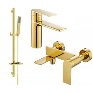 Mexen Zero DQ02 zestaw wannowy, złoty - Baterie umywalkowe - miniaturka - grafika 1