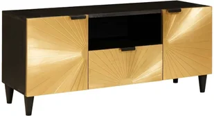 vidaXL Szafka pod telewizor z szufladą Czarny i złoto 105 x 33 x 46 cm - Szafki RTV - miniaturka - grafika 1