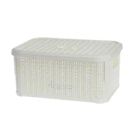 Pudła i pojemniki do przechowywania - Koszyk prostokątny z przykrywką 6 l WILLOW biały - miniaturka - grafika 1