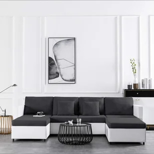 Rozkładana sofa 4-osobowa vidaXL, tapicerowana sztuczną skórą, biała - Narożniki - miniaturka - grafika 1