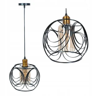 Lampa Wisząca Szklana Metalowa Czarna Złota Szkło - Lampy sufitowe - miniaturka - grafika 1
