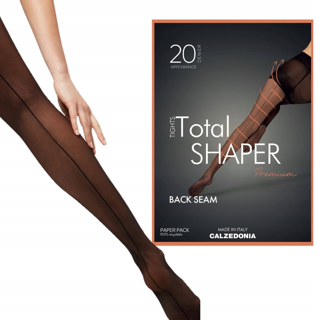 Rajstopy Calzedonia modelujące szew z tyłu back seam 20 den czarne 5 (XL)