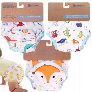 Zestaw Majtki Majteczki Pieluchy treningowe Nauka nocnika 3 szt. MIX WYBÓR Na zdjęciu ( Dinozaury, Auta, Lis - Pieluchy - miniaturka - grafika 1