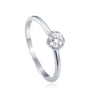 Pierścionki - MINET Srebrny pierścionek kwiat z białą cyrkonią wielkość 12 cyrkoniami wielkość 45 - miniaturka - grafika 1