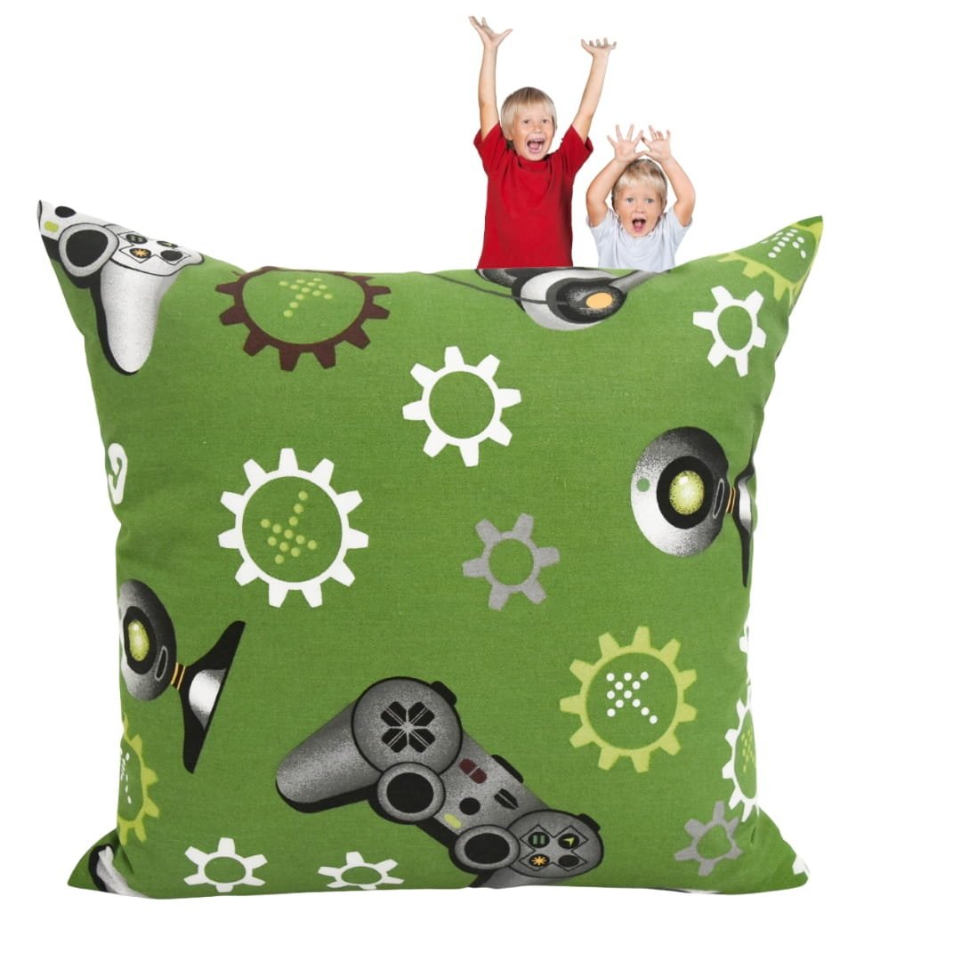 Poszewka Dziecięca 40x40 Bawełniana JAŚ Play Game Zielony