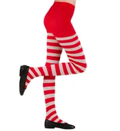 Rajstopy - Rajstopy dziecięce w biało-czerwone paski-7-10 - miniaturka - grafika 1