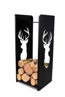 Kwietniki - Kosz na drewno z wyciętym wzorem jelenia, czarny, 100x40x40 cm - miniaturka - grafika 1