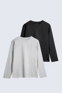 Bluzki dla chłopców - Szara i czarna bluzka dzianinowa z długim rękawem - unisex - Limited Edition - grafika 1