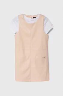 Sukienki i spódniczki dla dziewczynek - Guess t-shirt i sukienka dziecięca kolor pomarańczowy mini prosta - grafika 1