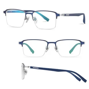 Ultralekkie tytanowe okulary zerówki z filtrem Blue Light do komputera Granatowe TN825B - Okulary korekcyjne, oprawki, szkła - miniaturka - grafika 1