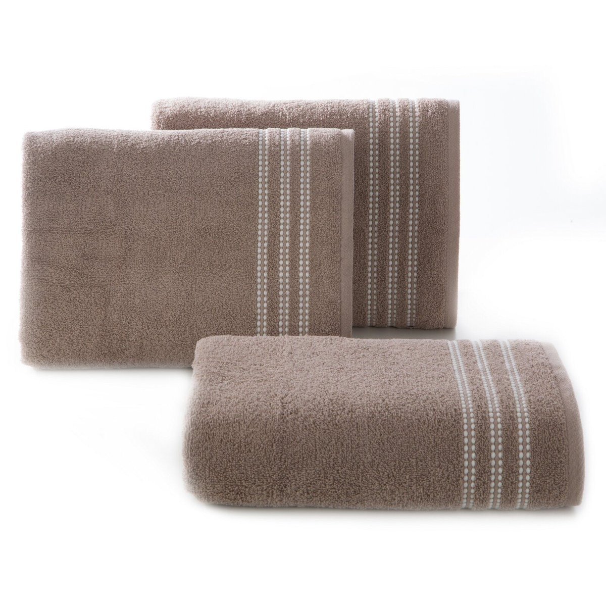 Ręcznik SEBA 70x140 cm brązowy bordiura pasy bawełna frotte