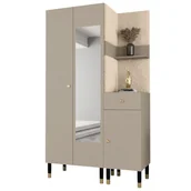 Meble do przedpokoju - Garderoba z lustrem szafa szafka na buty z panelami tapicerowanym i wieszakami do przedpokoju PALERMO 16 czarny kaszmir - miniaturka - grafika 1