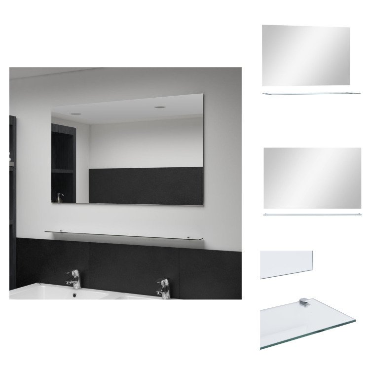 vidaXL Lustro ścienne z półką 100×60 cm szkło hartowane - Lustro