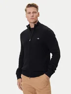 Swetry męskie - Gant Kardigan 8030263 Czarny Regular Fit - miniaturka - grafika 1