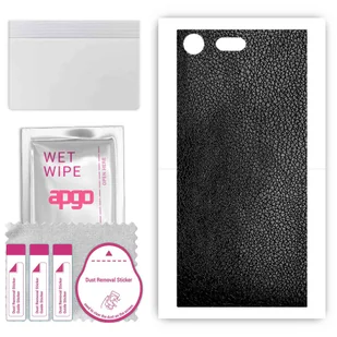 Folia naklejka skórka strukturalna na TYŁ do Sony Xperia XZ Premium -  Skóra Czarna - apgo SKINS - Szkła hartowane na telefon - miniaturka - grafika 1