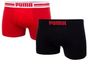 Majtki męskie - PUMA BOKSERKI MĘSKIE 2 PARY FASHION BOXER RED/BLACK 906519 07 - Rozmiar: S - miniaturka - grafika 1