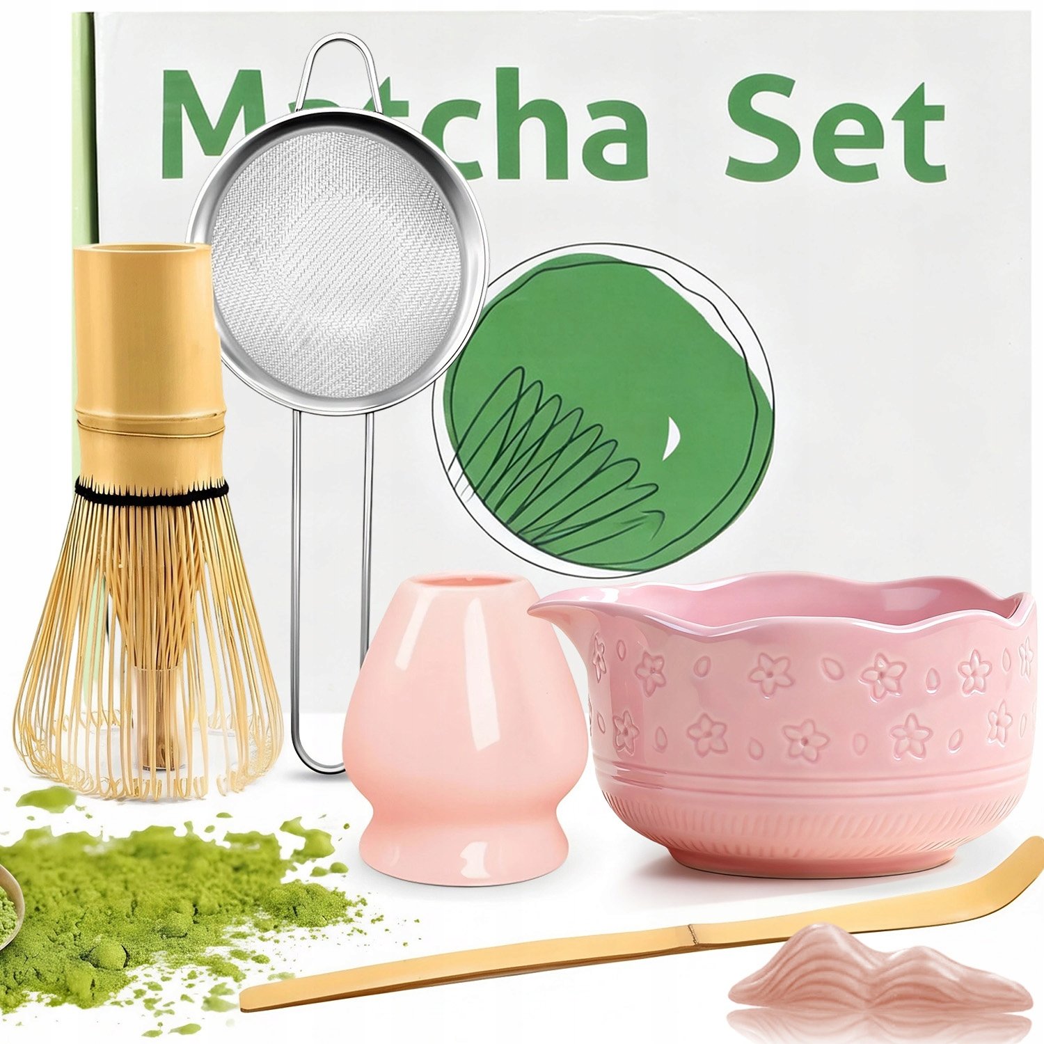 Zestaw Do Herbaty Matcha Ceramika Ustawić, Chasen Miotełka Łopatka Łyżeczka