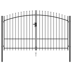 VidaXL Brama dwuskrzydłowa z grotami, stalowa, 3x2 m, czarna 145738        VidaXL VidaXL - Akcesoria do ogrodzeń - miniaturka - grafika 1