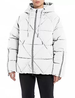 Kurtki damskie - Replay Damska kurtka zimowa oversize, 412 masło białe, XL - grafika 1