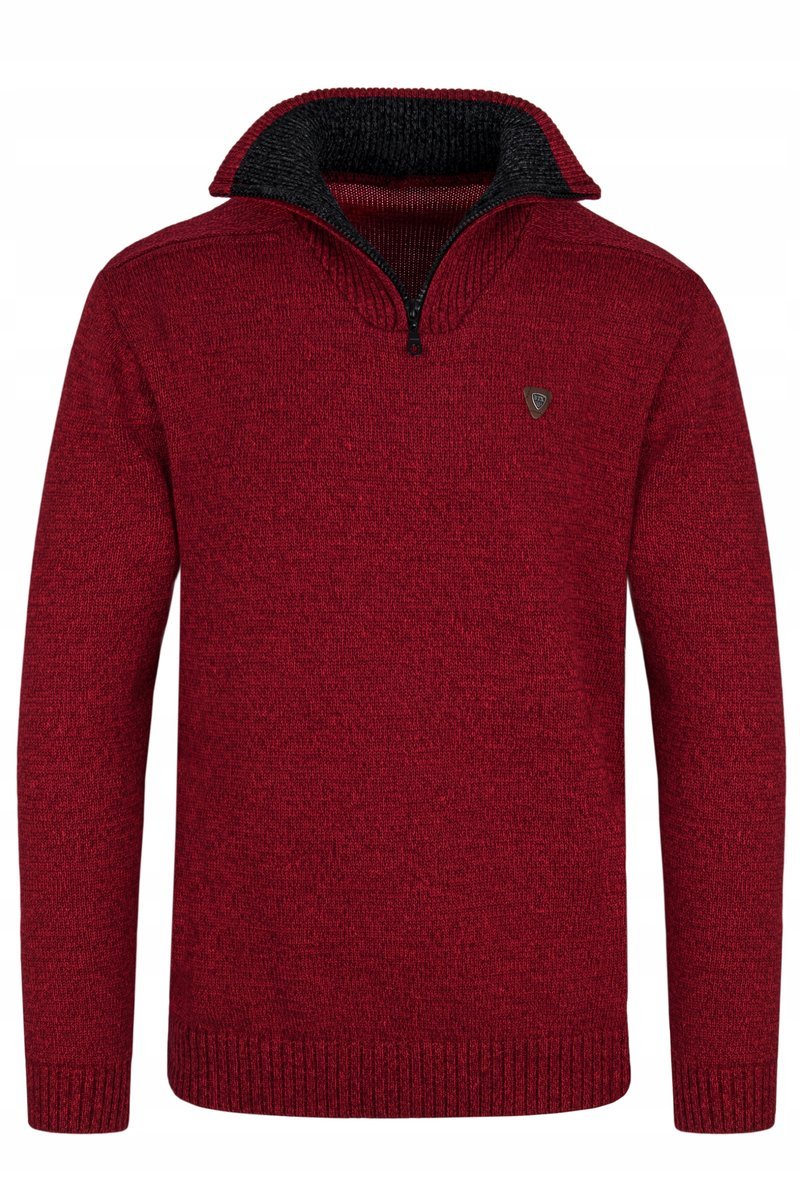 MODNY SWETER MĘSKI GOLF PÓŁZAMEK CZERWONY - XL