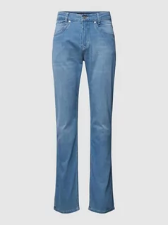 Spodnie męskie - Jeansy o kroju slim fit z zapięciem na guzik - grafika 1