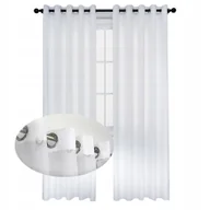 Firany - Śnieżnobiała Firana Na Przelotkach 145X220Cm Gotowa Z Woalu Gładka Biała - miniaturka - grafika 1