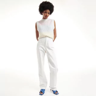 Spodnie damskie - Reserved Spodnie z grubej bawełny - Biały - grafika 1