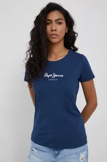 Koszulki sportowe damskie - Pepe Jeans t-shirt NEW VIRGINIA SS N damski kolor granatowy - grafika 1