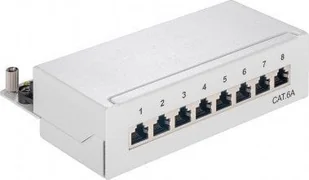 Goobay CAT 6a panel krosowy mini/biurkowy, 8 portów - Wersja kolorystyczna Szary RB62063 - Pozostałe akcesoria sieciowe - miniaturka - grafika 1