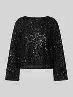 Bluzki damskie - Bluzka o kroju regular fit z długim rękawem i cekinowym obszyciem model ‘NAJA’ - miniaturka - grafika 1