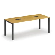 Stoły i stoliki do biura - Stół PRIMO SQUARE 2000 x 800 x 750, buk + 2x port blatowy TYP III, czarny - miniaturka - grafika 1