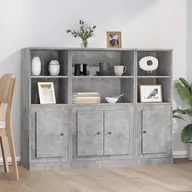 Szafki do salonu - vidaXL Wysokie szafki, 3 szt., szarość betonu, materiał drewnopochodny - miniaturka - grafika 1