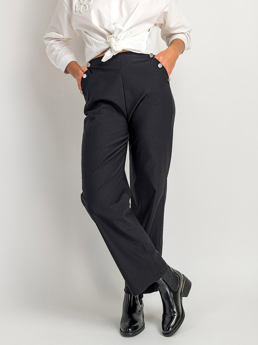 Eleganckie spodnie z wiskozą czarny XL