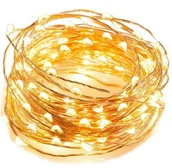 Oświetlenie świąteczne - Lampki drucik LED 100 choinkowe baterie 10m ciepłe - miniaturka - grafika 1