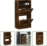 Szafki na buty - The Living Store Szafka na buty dąb wędzony 60x34x116 cm materiał drewnopochodny - miniaturka - grafika 1
