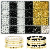 Inne - Zestaw do samodzielnego wykonania bransoletki z koralików CCB w kolorze czarno-białym, 24-elementowy - idealny do tworzenia biżuterii na Boże - miniaturka - grafika 1