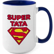 Kubki - Kubek MEGA DUŻY GRANATOWY SUPER TATA Dla Taty Urodziny Prezent WZORY - miniaturka - grafika 1