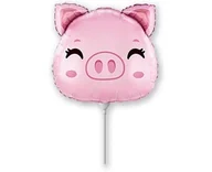 Balony i akcesoria - Balon foliowy świnka głowa urodziny farmerskie zwierzątka 35 cm - miniaturka - grafika 1