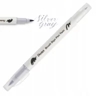 Kredki, ołówki, pastele i pisaki - Pisak PENTEL Brush Sign Pen Twin srebrno-szary - miniaturka - grafika 1
