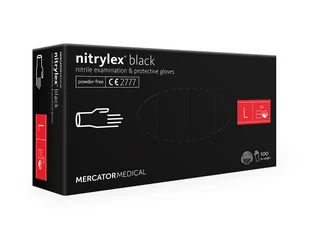 MercatorMedical MERCATORMEDICAL NITRYLEX Rękawiczki nitrylowe bezpudrowe jednorazowe czarne 100szt. rozm. L 0000040204 - Rękawiczki jednorazowe - miniaturka - grafika 1